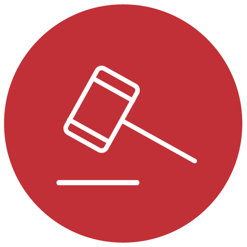 Inverted litigation badge icon